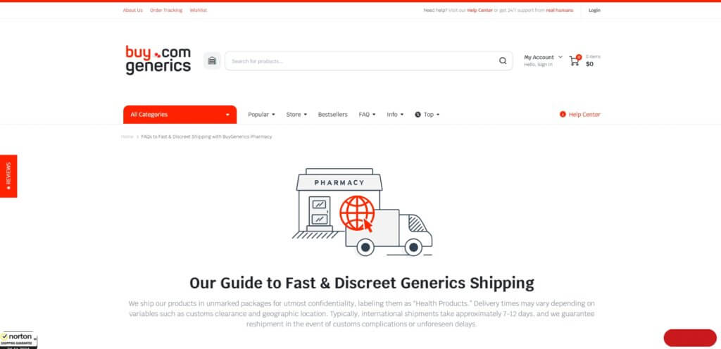 BuyGenerics Shipping Page